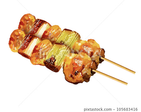 2 pieces of grilled chicken (Negima) 105683416