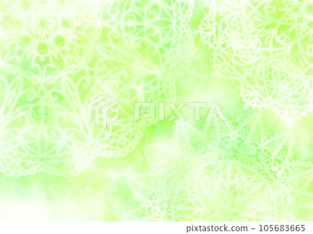 水彩夢幻圓形花邊背景素材（綠色） 105683665