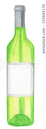 手繪水彩白葡萄酒瓶插畫 手繪水彩白葡萄酒瓶插畫 105684176