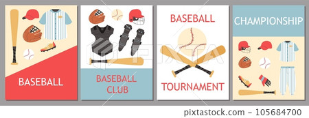 Set of posters or vertical banners about baseball flat style Set of posters or vertical banners about baseball flat style 105684700