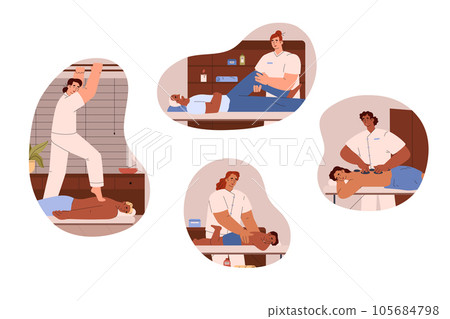 Set of people getting massage flat style, vector illustration Set of people getting massage flat style, vector illustration 105684798