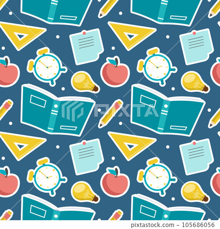 Happy Teacher Seamless Pattern Design Educational Style Elements in Template Hand Drawn Cartoon Flat Illustration 105686056