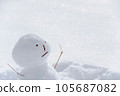 在一個多雪的領域的一個雪人 105687082