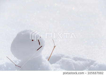 在一個多雪的領域的一個雪人 在一個多雪的領域的一個雪人 105687082