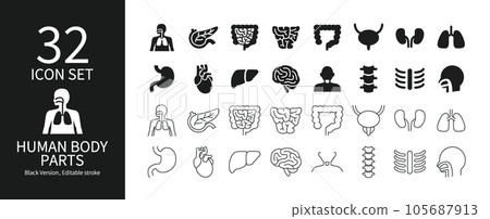 Various parts icon set of human body - Stock Illustration [105687913 ...