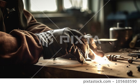 在工廠進行焊接和電弧焊的工人和焊工（生成式 AI） 105688590