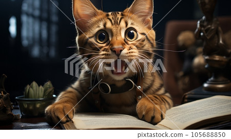 Cat schoolboy with a book 105688850