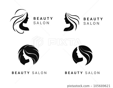 Set of black vector beauty salon or hairdresser icon designs isolated on white background 105689621