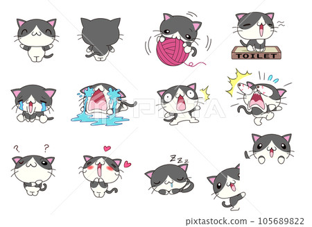 可愛的貓咪各種姿勢套裝第 2 部分 (Hachiware) 105689822