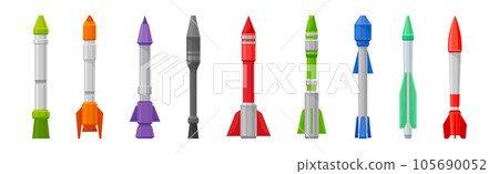 Military Guided Missiles of Different Color and Shape Vector Set 105690052
