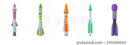 Military Guided Missiles of Different Color and Shape Vector Set 105690054