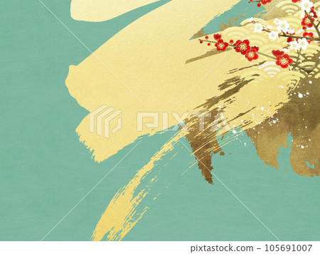 Japanese-style material with red and white plums Japanese-style material with red and white plums 105691007
