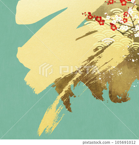 Japanese-style material with red and white plums Japanese-style material with red and white plums 105691012