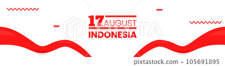 Abstract horizontal banner 17th august independence day of indonesia design with indonesian flag Abstract horizontal banner 17th august independence day of indonesia design with indonesian flag 105691895