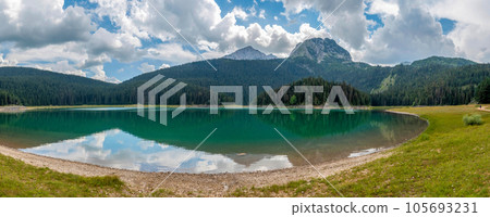 Panorama of the Black Lake (Crno Jezero) in Durmitor Nacional Park. Zabljak location, Montenegro Panorama of the Black Lake (Crno Jezero) in Durmitor Nacional Park. Zabljak location, Montenegro 105693231