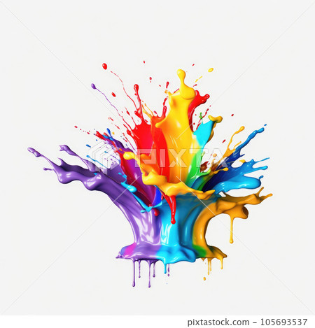 Colorful paint splashing isolated on white background 105693537