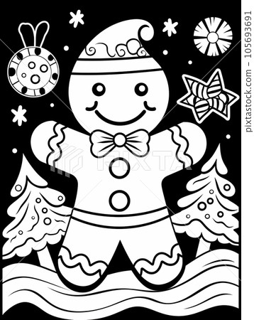 聖誕薑餅人著色書AI圖像 105693691