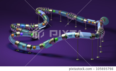 Small balls roll along the marble run Small balls roll along the marble run 105693798