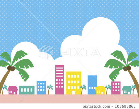 80 年代復古城市流行風格棕櫚樹和明亮的城市景觀 3 105693865