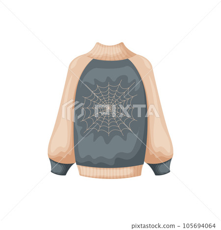 Sweater. Fashionable youth jumper with the image of a spider web. Halloween clothes. Warm autumn clothes. Vector illustration isolated on a white background Sweater. Fashionable youth jumper with the image of a spider web. Halloween clothes. Warm autumn clothes. Vector illustration isolated on a white background 105694064