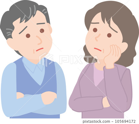 擔心抬頭的老年男女 105694172