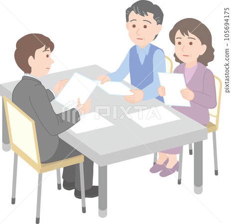 隔辦公桌開文件_無表情_男業務員_老年男女 105694175