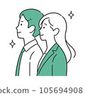 Illustration of male and female business people looking up 105694908