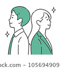 Illustration of male and female business people looking up back to back 105694909