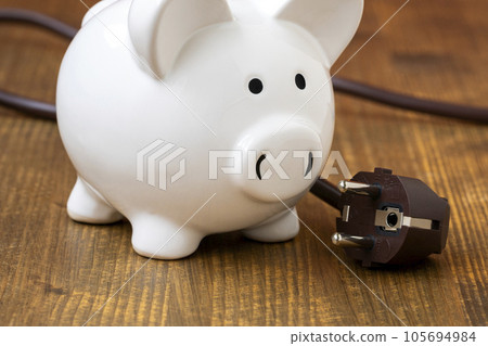 Piggy bank with power plug 105694984