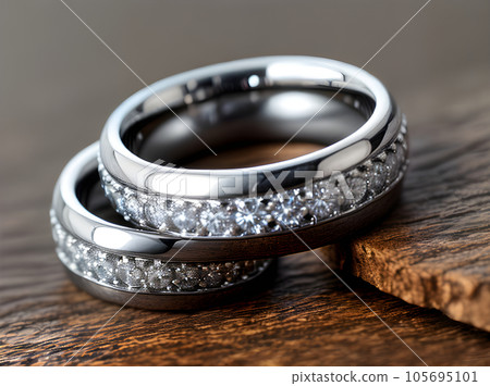 Realistic wedding rings veil detailed highquality HDR 105695101
