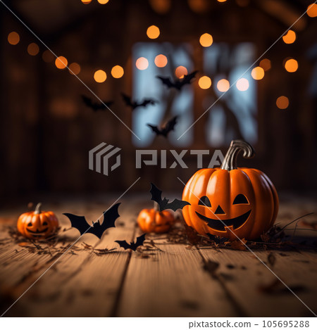 Halloween pumpkin head jack lantern with burning candles Halloween pumpkin head jack lantern with burning candles 105695288