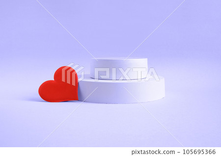 Podium for cosmetic product presentation. Abstract minimal geometrical form. Cylinder podium sphere, geometric forms, soft shadow. Scene to show products. Showcase, display case. Flat lay, side view Podium for cosmetic product presentation. Abstract minimal geometrical form. Cylinder podium sphere, geometric forms, soft shadow. Scene to show products. Showcase, display case. Flat lay, side view 105695366