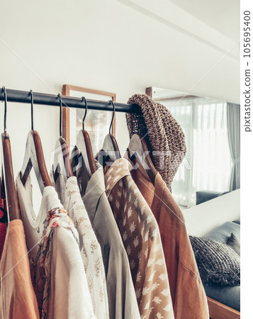 Clothes rack with women's summer clothes Clothes rack with women's summer clothes 105695400