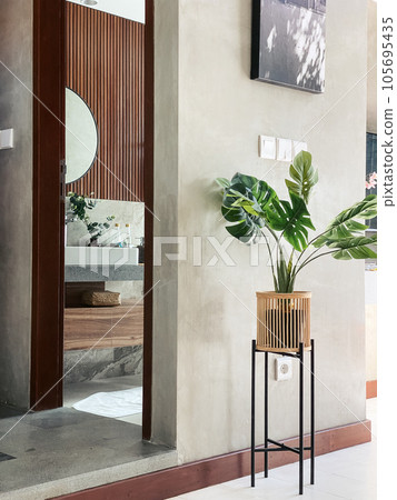 View from living room on bathroom interior 105695435