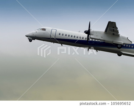 客機在灰色的天空中飛行 客機在灰色的天空中飛行 105695652