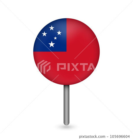 Map pointer with contry Samoa. Samoa flag. Vector illustration. Map pointer with contry Samoa. Samoa flag. Vector illustration. 105696604