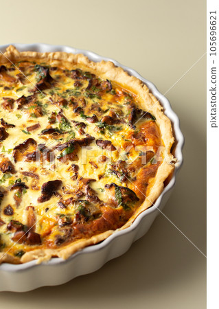 Pie with mushrooms Chanterelles 105696621