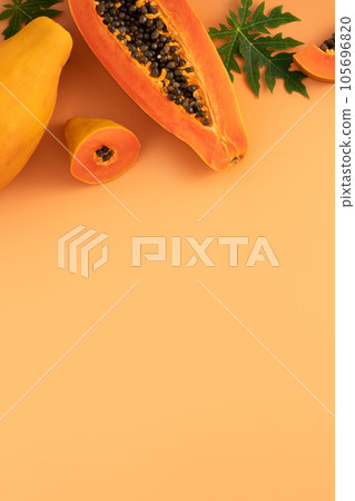 papaya fruit summer top view sliced papaya fruit papaya fruit summer top view sliced papaya fruit 105696820