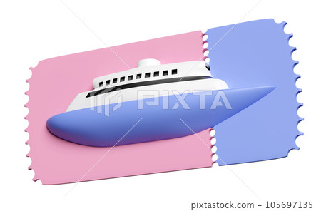 3d cruise ship ticket booking, summer travel service, planning traveler's tourism isolated. 3d render illustration 105697135