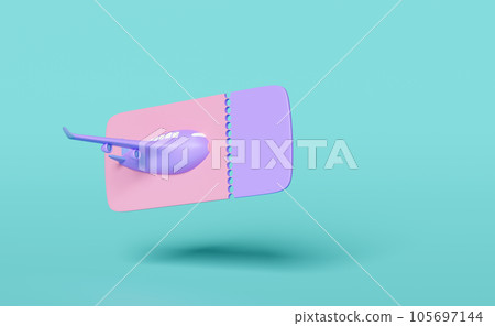 3d airplane ticket booking, summer travel service, planning traveler's tourism isolated on blue background. 3d render illustration 3d airplane ticket booking, summer travel service, planning traveler's tourism isolated on blue background. 3d render illustration 105697144
