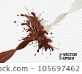 3D milk chocolate splash isolate realistic vector eps 105697462