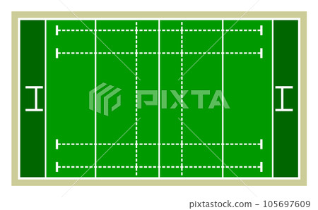 Flat illustration of a rugby field popular in sports 105697609