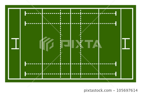 Flat illustration of a rugby field popular in sports 105697614