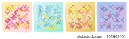 Geometric Gradient Templates. Abstract Maze Vector Set for Modern Design, Posters, Covers, Square Posts. Bright Colorful Backgrounds. 105698001