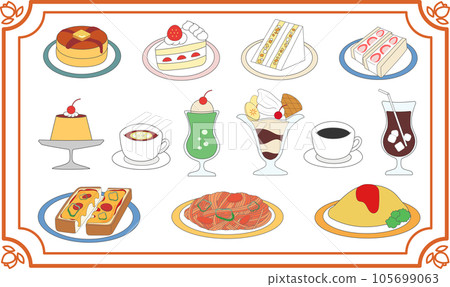 復古咖啡廳菜單插圖集 復古咖啡廳菜單插圖集 105699063