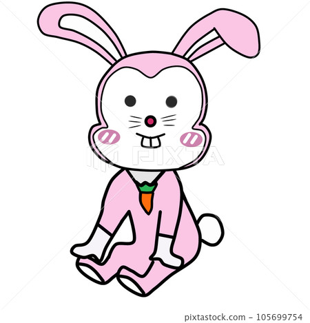 sitting pink rabbit 105699754