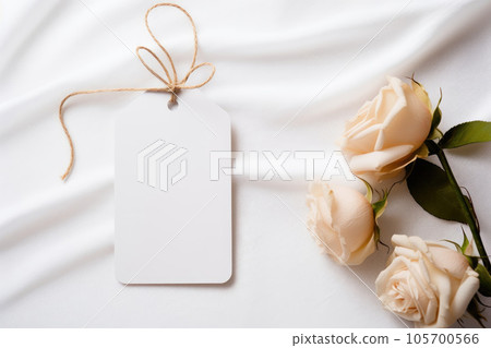 A mock - up of a white and brown empty tag with a rope A mock - up of a white and brown empty tag with a rope 105700566