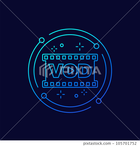 VOD, video on demand icon, linear design VOD, video on demand icon, linear design 105701752