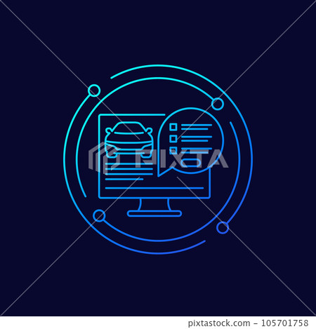 online car registration icon, linear design 105701758