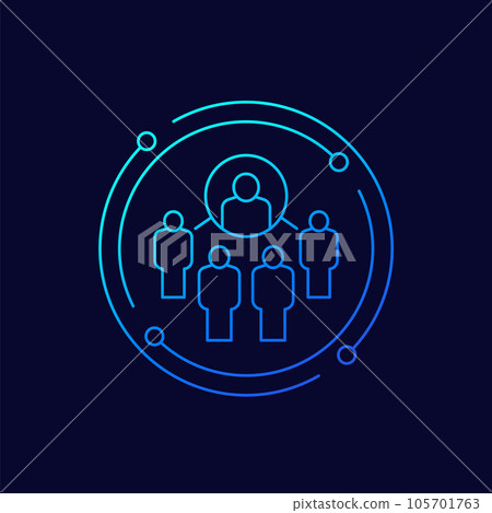 Coordinating people, coordinator icon, line design 105701763